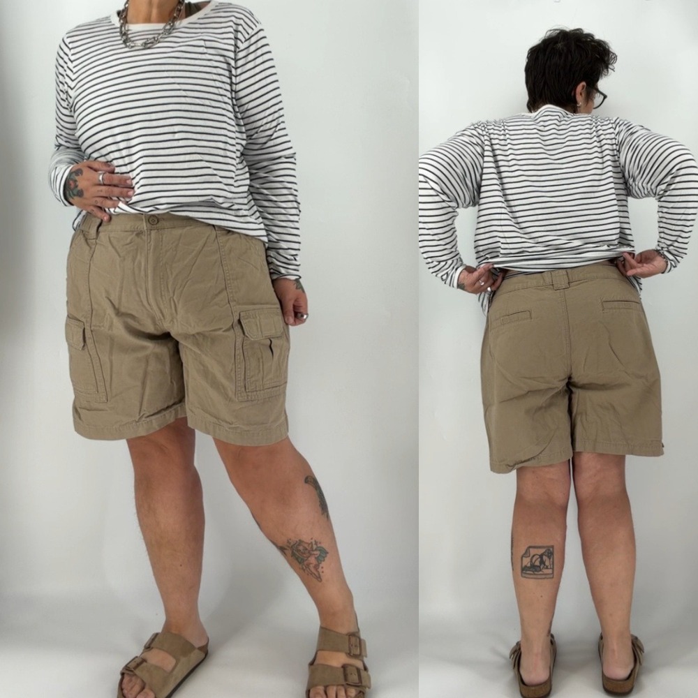 Savane Hiking Short Mens 44 Khaki Tan Cargo Canvas Cotton Elastic Waist Outdoor